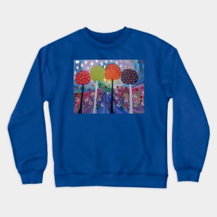 Lollipop Trees in a Rainbow Sky Crewneck Sweatshirt